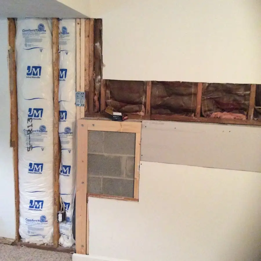 Wall insulation replacement during Basement Flood Cleanup in Kings Grant